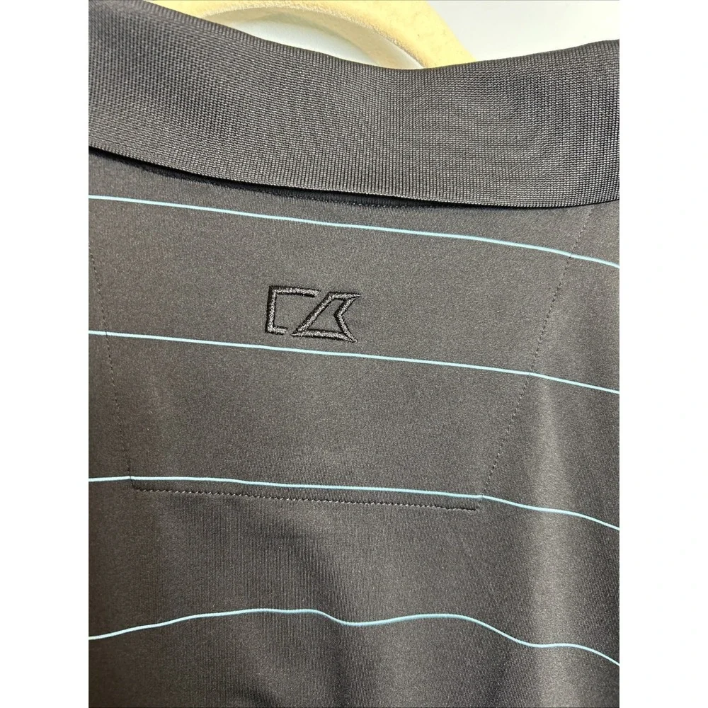 Cutter Buck Black Striped Polo Shirt Grayhawk Golf Club Logo Size XXL‎